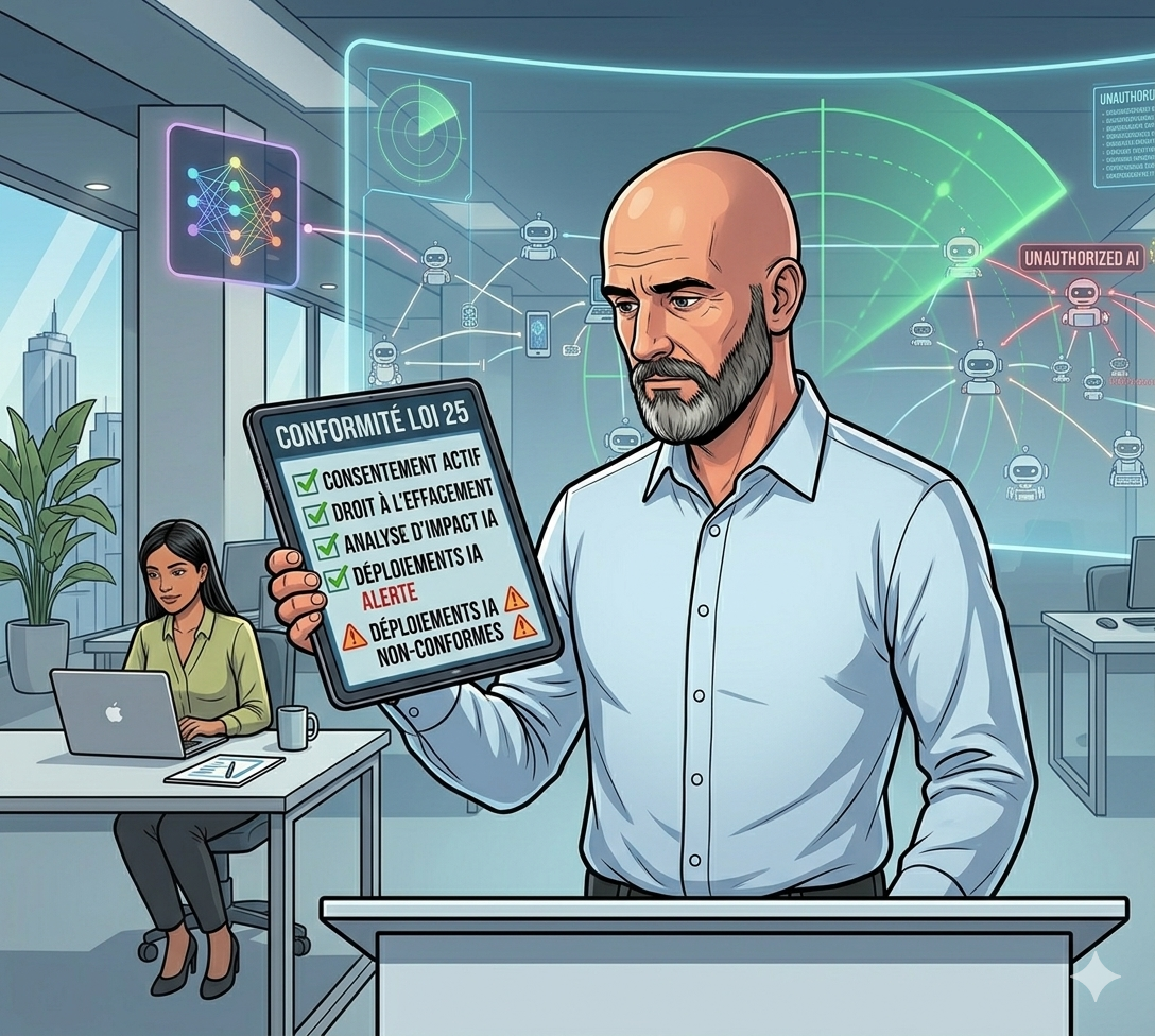 A compliance officer reviewing a Law 25 AI deployment radar