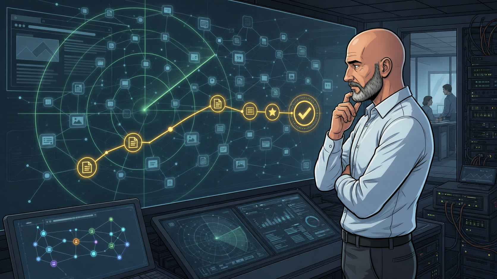 Signaux de citation IA analys&eacute;s sur un ordinateur portable